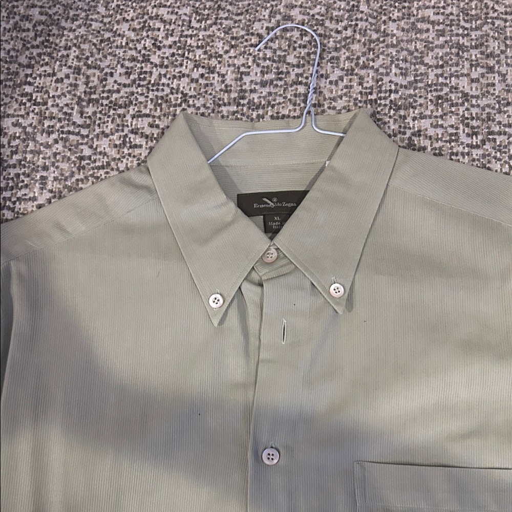 Ermenegildo Zegna Olive Button-Down Shirt